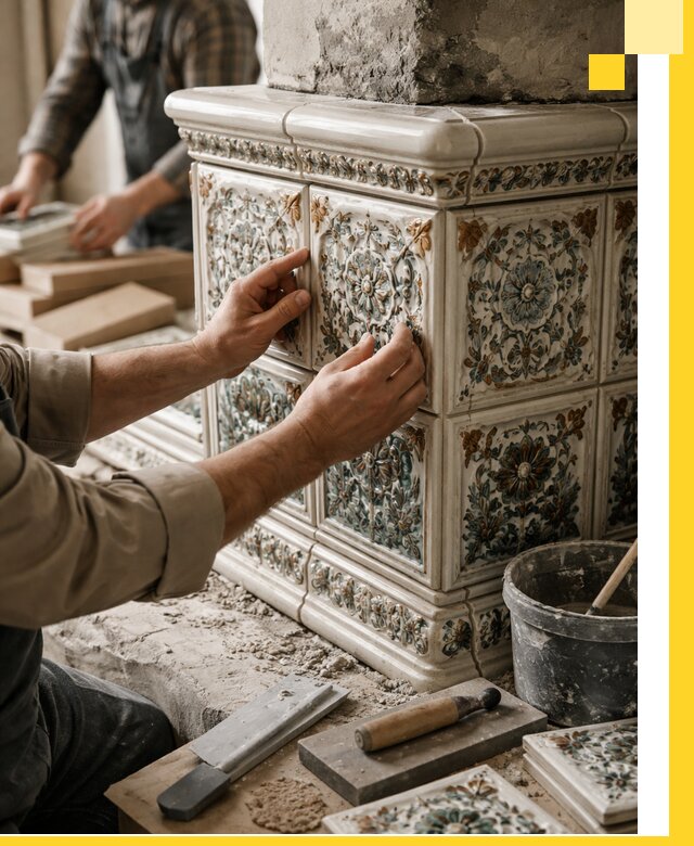 Изразцовые камины под ключ в Чебоксарах: проект и монтаж