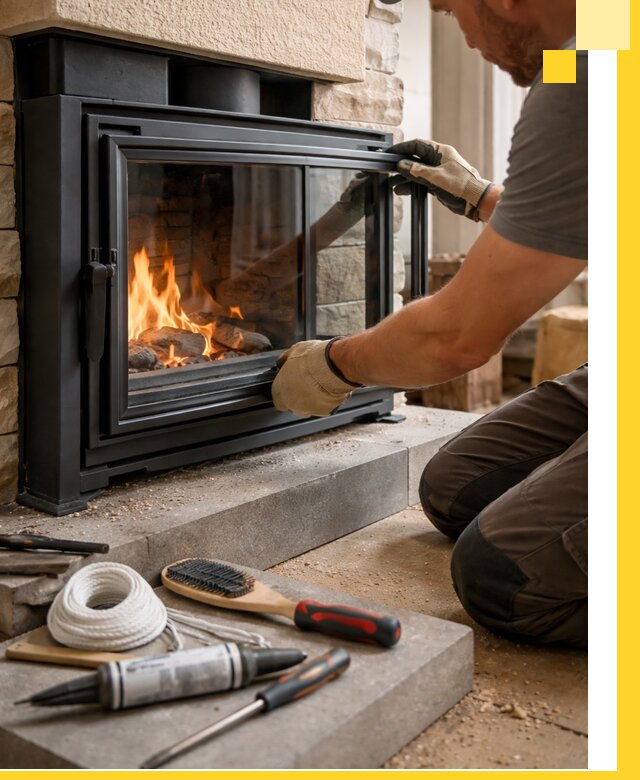 Производство, монтаж и доставка каминов со стеклом в Чебоксарах