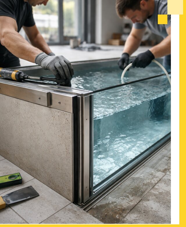 Проектирование и монтаж стеклянных бассейнов в Чебоксарах