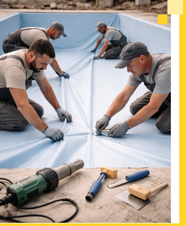 ПВХ пленка для бассейнов с монтажом и гарантией в Чебоксарах