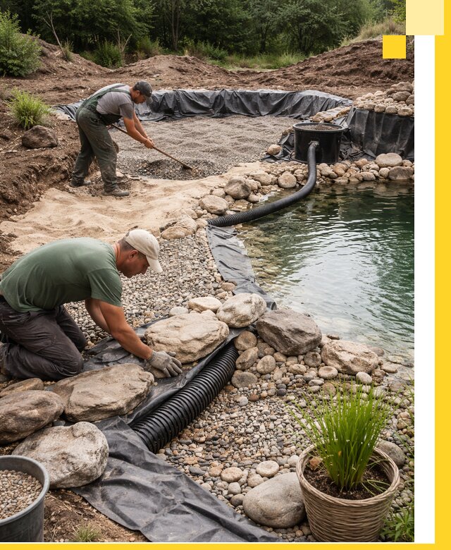 Строительство природных бассейнов и озер в Чебоксарах под ключ