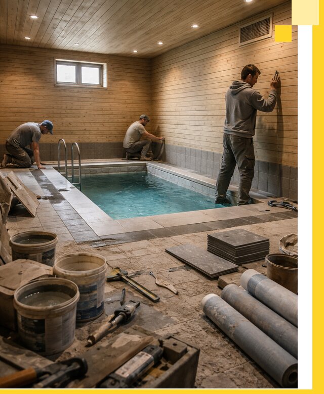 Строительство бани с бассейном и сауной под ключ в Чебоксарах