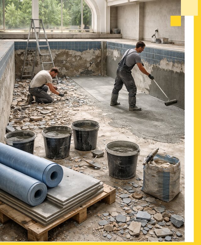 Реконструкция бассейнов в Чебоксарах: ремонт, гидроизоляция