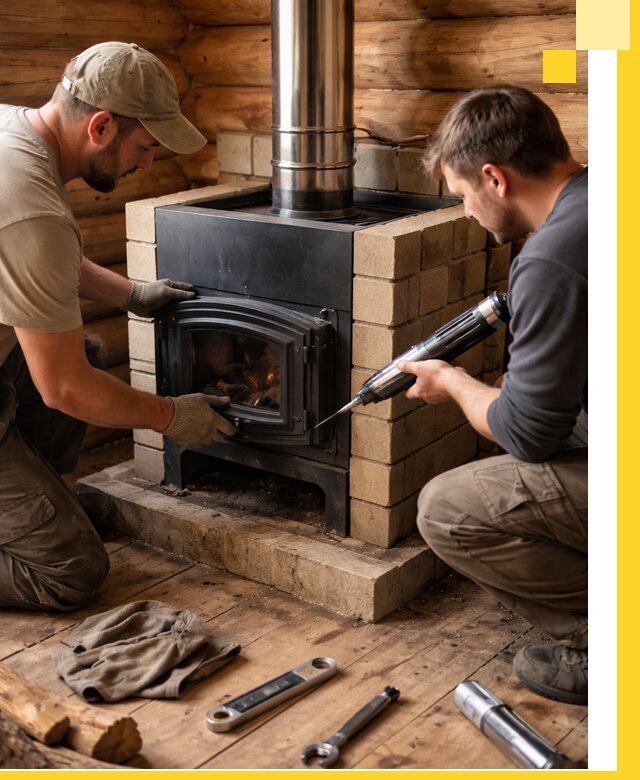 Монтаж и установка печи в бане под ключ с гарантией в Чебоксарах