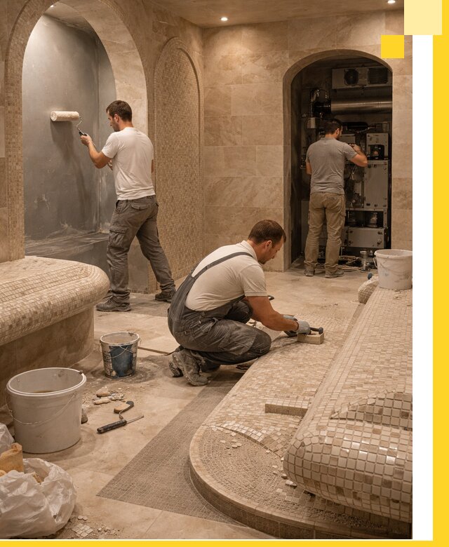 Строительство бани с хамамом и бассейном под ключ в Чебоксарах