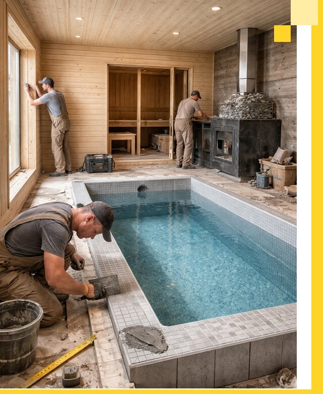 Проект бани с бассейном и сауной в Чебоксарах под ключ