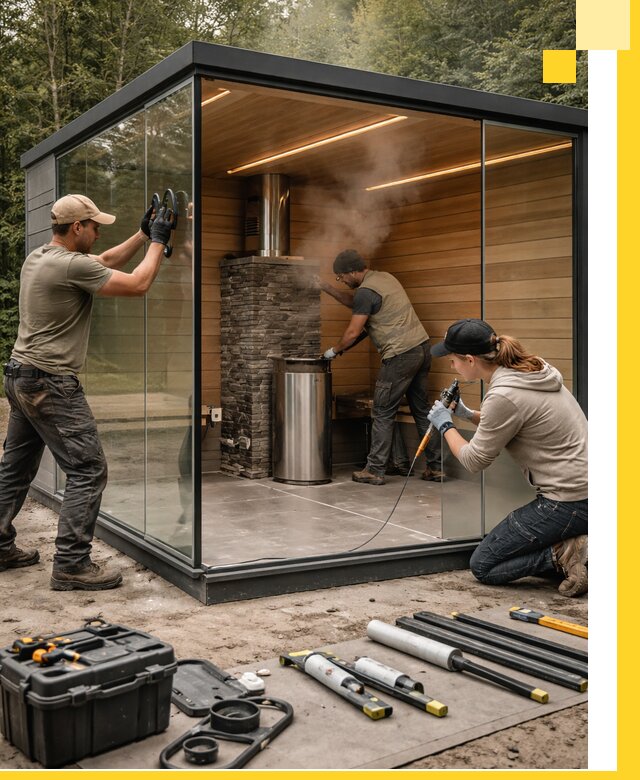 Проектирование и строительство стеклянных бань в Чебоксарах