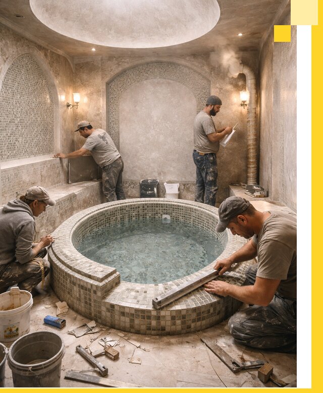 Профессиональное строительство хамама с бассейном в Чебоксарах под ключ