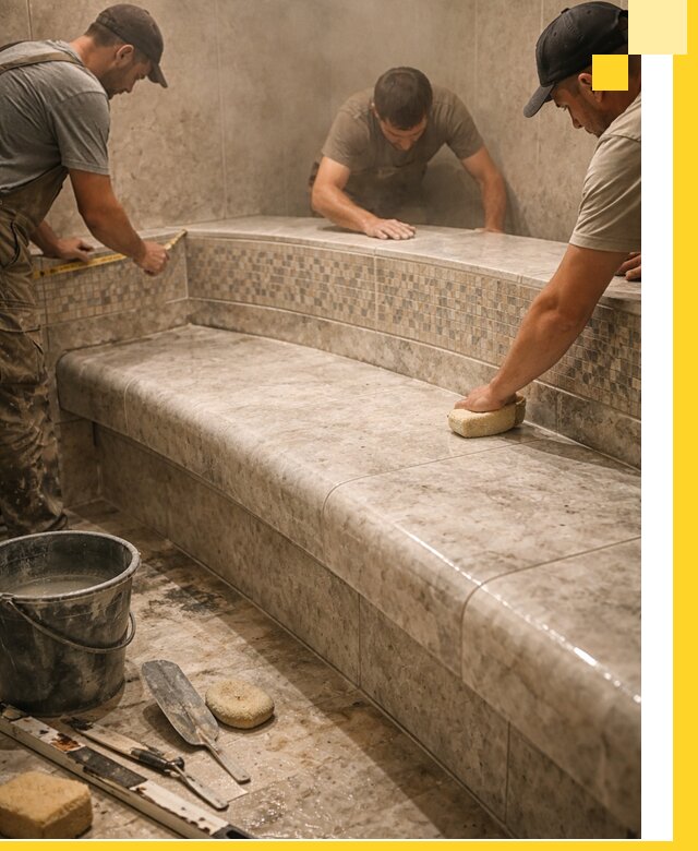 Изготовление и установка сидений для хамама в Чебоксарах